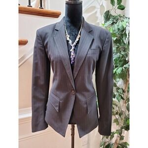 J.Lindeberg Women Black Striped Polyester Single Breasted Long Sleeve Blazer 38